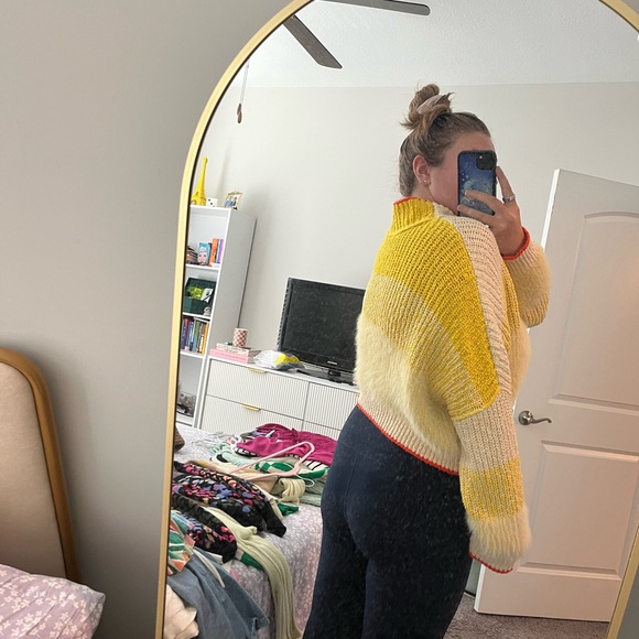 Free People Yellow and Cream Turtleneck Sweater - Picture 13 of 13